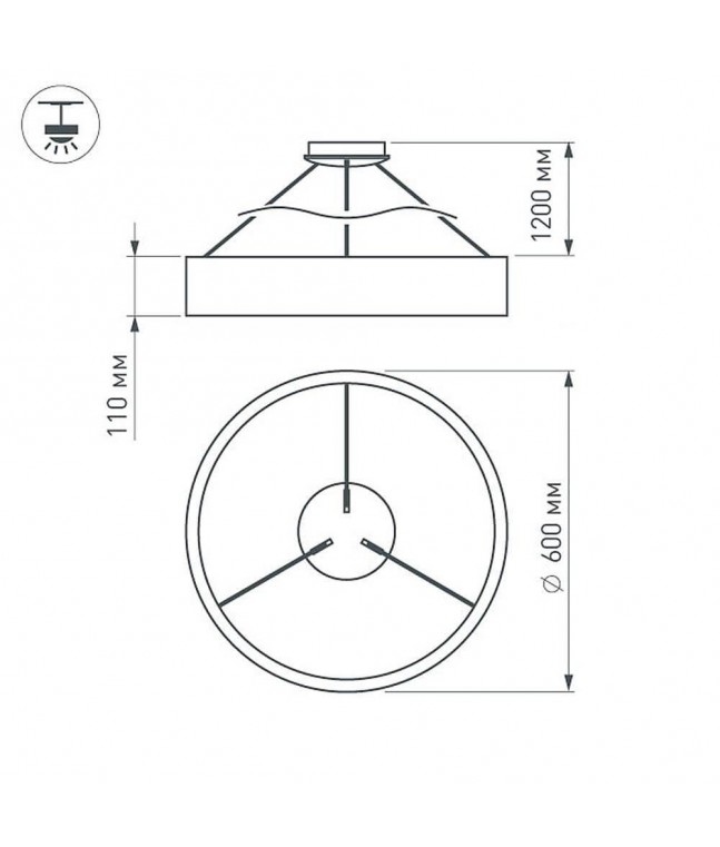 Подвесной светодиодный светильник Arlight SP-Tor-Ring-Hang-R600-42W Warm3000 022149(1)