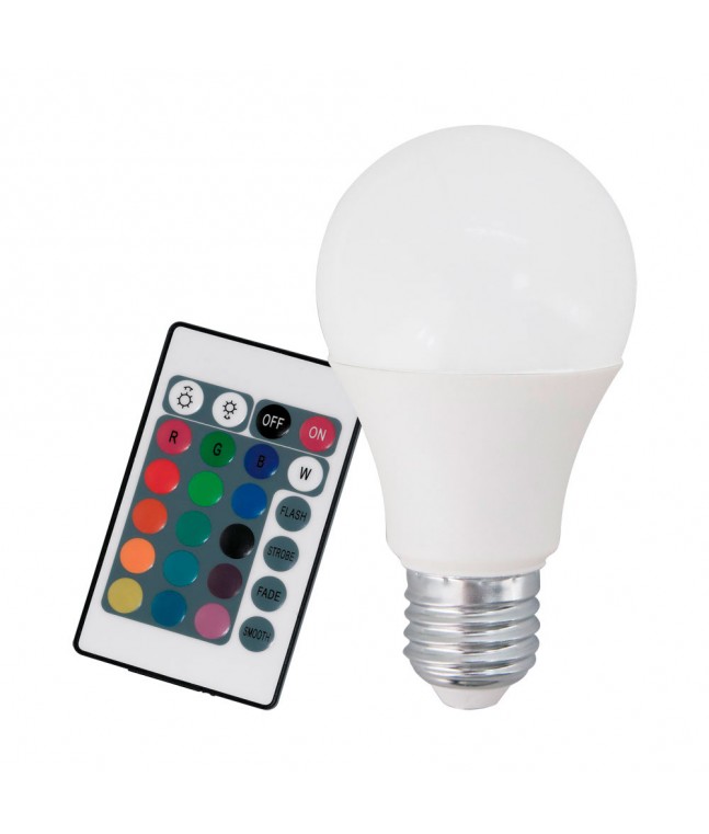 Лампа RGB LED диммир. с пультом ДУ Eglo RGB-W INFRARED LM-LED-E27 9W 860Lm 3000K A60 10107