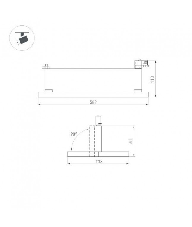 Трековый светодиодный светильник Arlight LGD-Mars-4TR-S582x138-50W White6000 035497