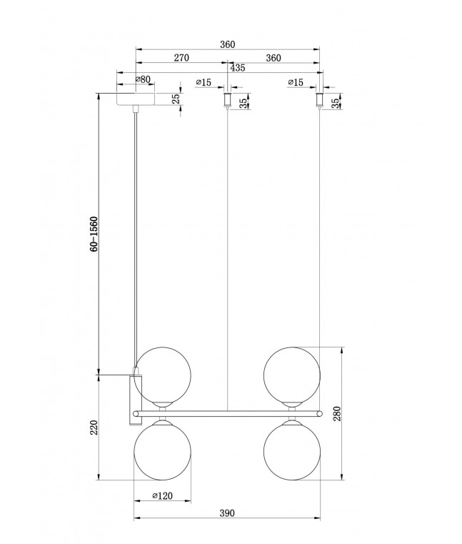 Подвесной светильник Maytoni MOD013PL-04BS